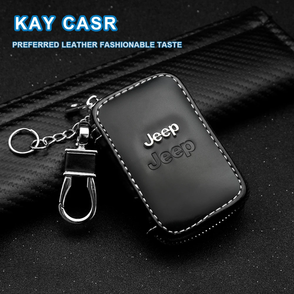 

Leather Key Wallet Car Logo Key Bag Multi Key Case Key Holders For Jeep Ranegade Patriot Wrangler Grand Cherokee Compass Trail