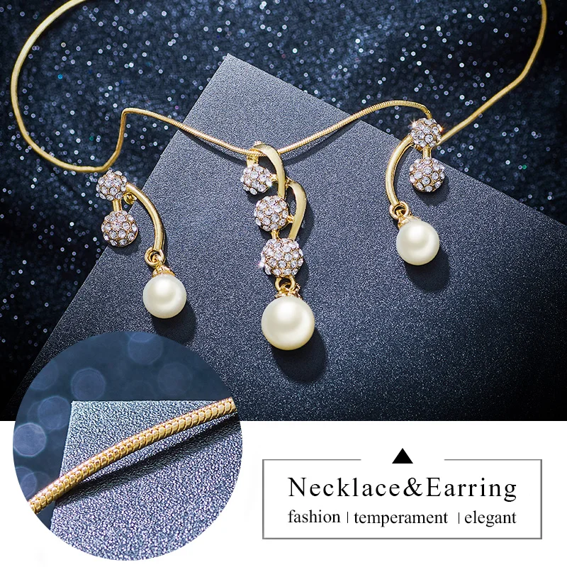 Shuangr Свадебные ювелирные наборы с полным кристальным шаром, инкрустированные стразами искусственным жемчугом.