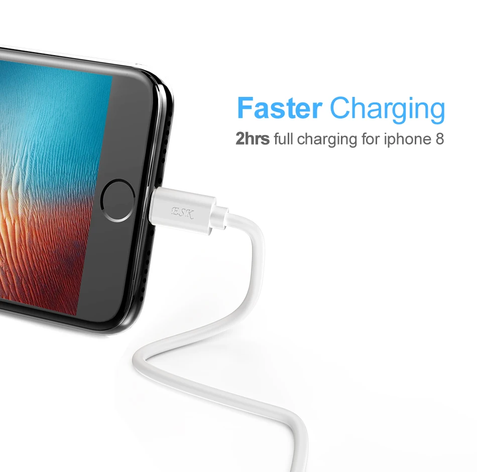ESK 1,5 m MFi, кабель USB для iPhone X Xs Max XR 2.4A Быстрая зарядка MFi сертифицированный кабель Lightning Phone для iPhone 8 7 6 Plus iPad