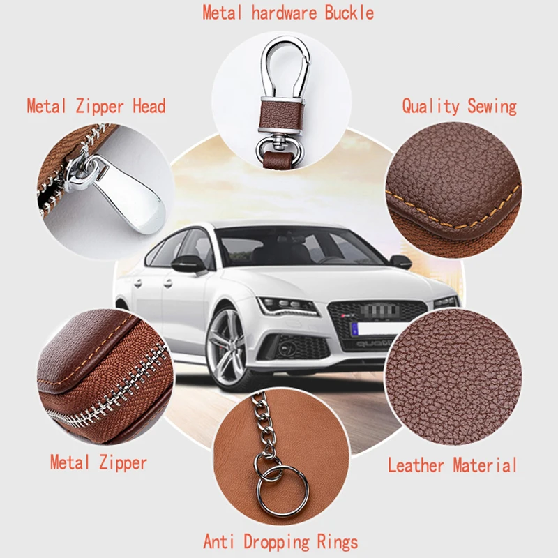 Чехол для автомобильного ключа с дистанционным управлением из натуральной кожи