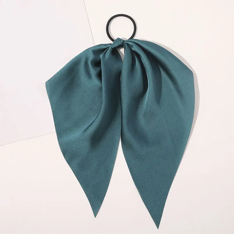 

New Satin Bowknot Elastic Hair Bands For Women Girls Solid Color Scrunchies Headband Hair Ties Ponytail Holder Hair Accessories