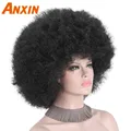Afro Clown Cosplay Wigs for Women Black Cap Big Top Football Fans Wigs Halloween Adults Unisex Synthetic Hair Black Men Curly