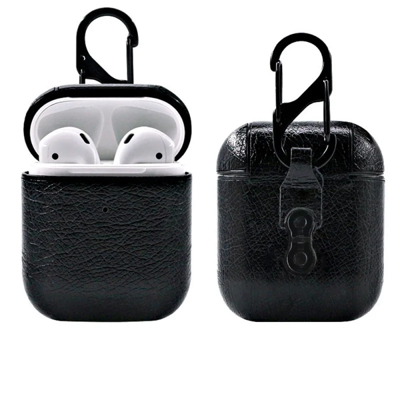 Изысканная кожаная сумка чехол для Apple AirPods Бизнес защитный чехол анти-потерянный Bluetooth Беспроводной наушники зарядным устройством