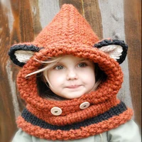 winter kids fox ears handmade beanie hat scarf sets for 110 year old children girls scarves free shipping