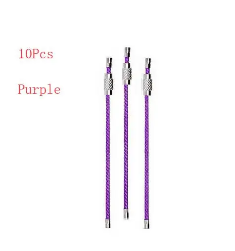 Purple 10 шт./лот, красочный EDC брелок, нержавеющая сталь, инструменты для улицы, карабин, брелок, брелок, трос, держатель для ключей, винтовой замок - Цвет: Purple