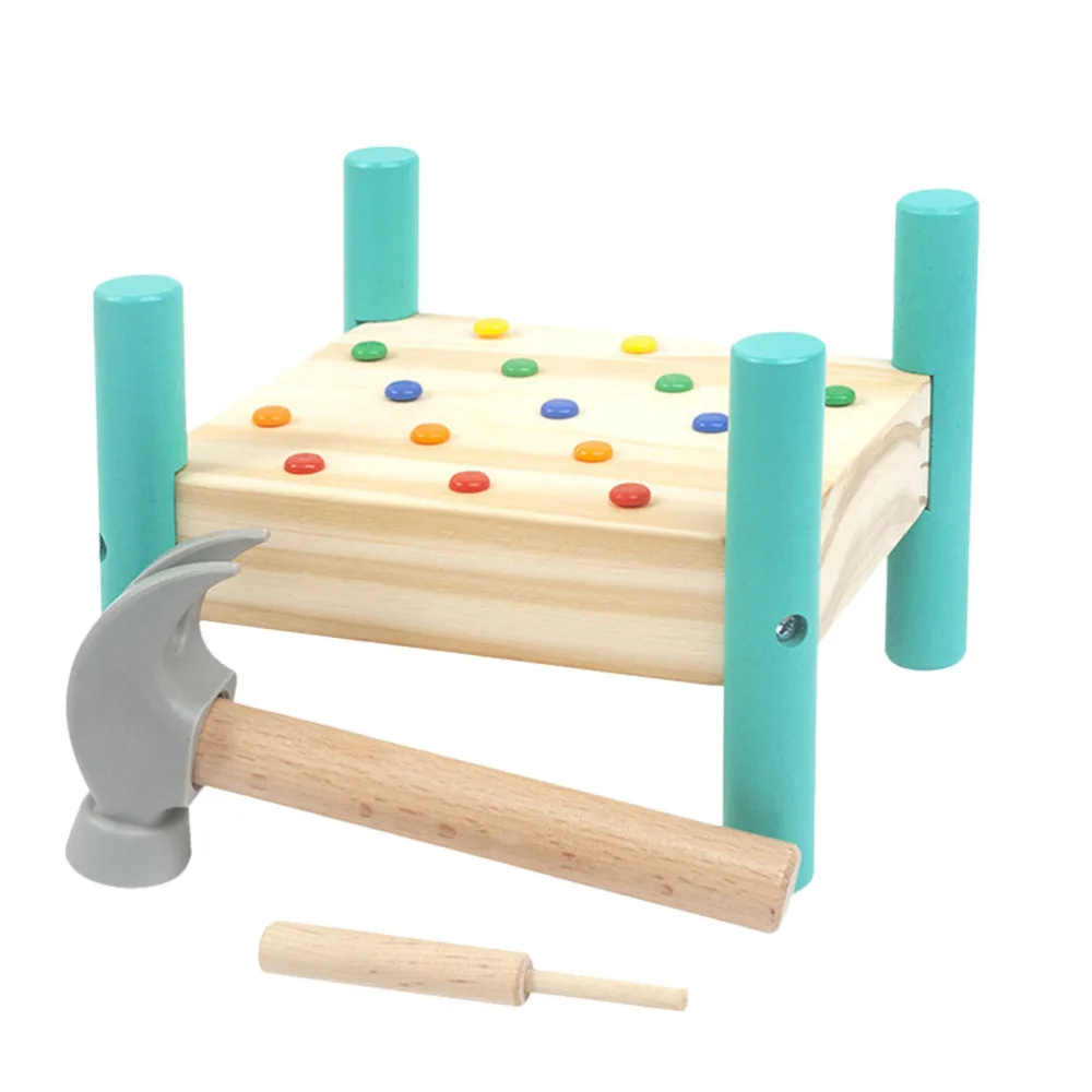 

1 Set of Wooden Colorful Nail Platform Toys Color Cognitive Beating Table