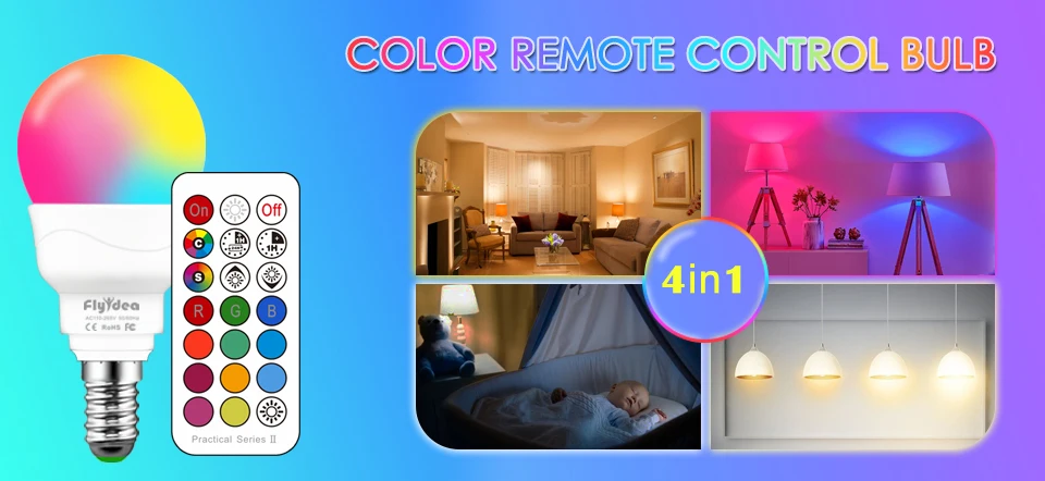 RGBW LED Light Bulb 21key Infrared controller Smart Bulb Lamp Multicolor Dimmable Color Changing LED Night Light AC 110V/220V
