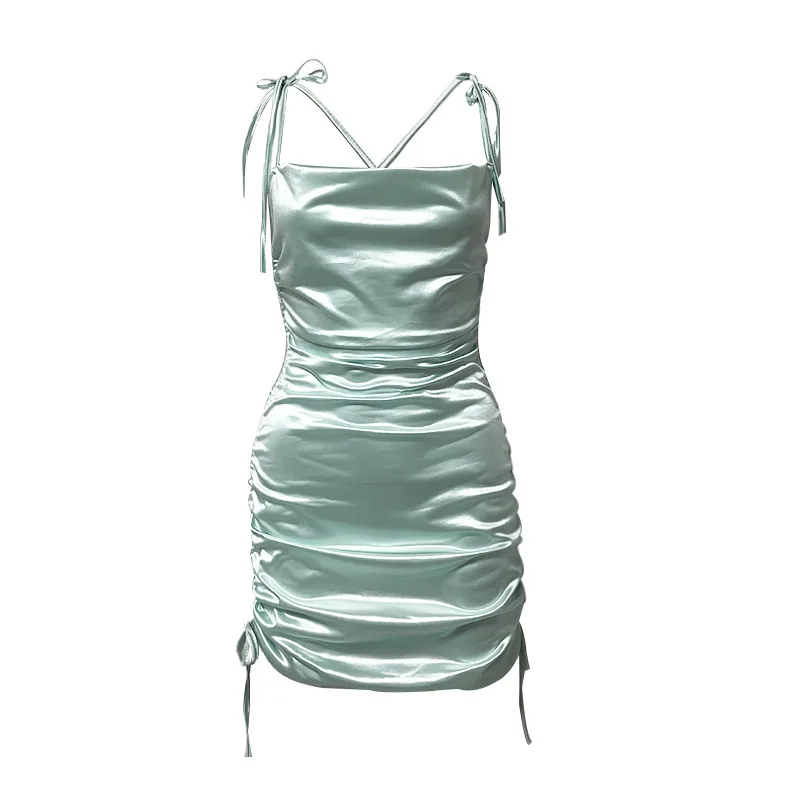 

FAKUNTN Women's Summer Dress 2021 Fashion Streetwear Satin Sexy Bodycon Backless Mini Club Party dresses Women Casual Vestidos
