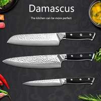 cuchillo de cocina profesionales damascus knife vg10 juego de tres couteau de cuisine chef kitchen knife set meat cleaver knives