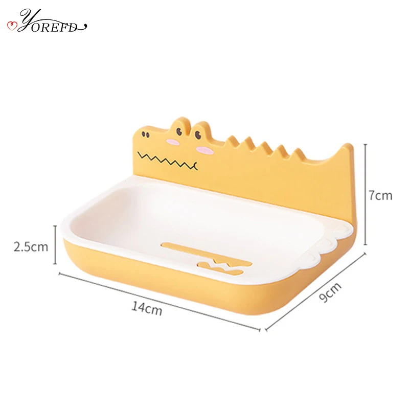 

OYOREFD Cute Cartoon Crocodile Soap Holder Wall Mounted Double Layer Drain Soap Holder Kids Soap Box Bathroom Accessories