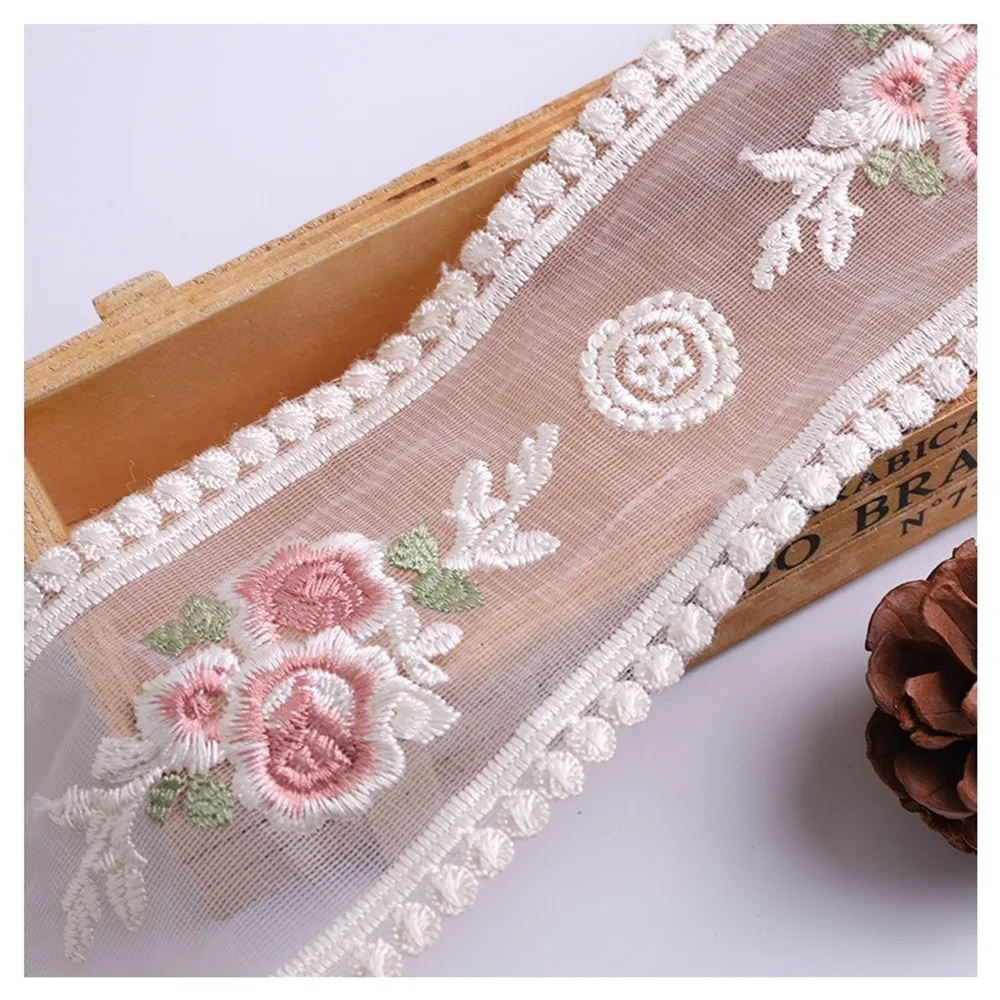 Лента для волос с вышивкой в виде роз прозрачная сетчатая лента цвета слоновой