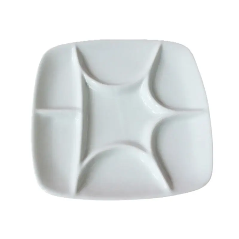

7-Well Square White Ceramic Artist Paint Palette for Watercolor Gouache Acrylic