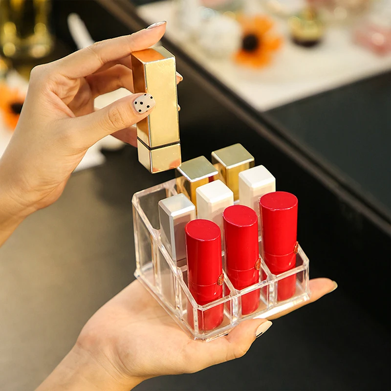 

9-grid 12-grid Lipstick Storage Rack Lipstick Consolidation Box Cosmetic Storage Box Transparent Acrylic Cosmetic Organizer