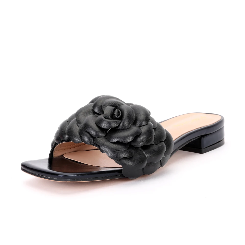 

44 size plus size slippers pink red black gold silver summer flower decoration cute simple and versatile fashion slippers women