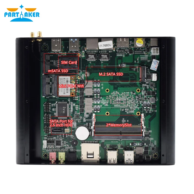 Мини ПК Intel core i7 7-е поколение 7560U Windows 10 HDMI DP 4K HTPC настольный компьютер с кабелем 4k HD