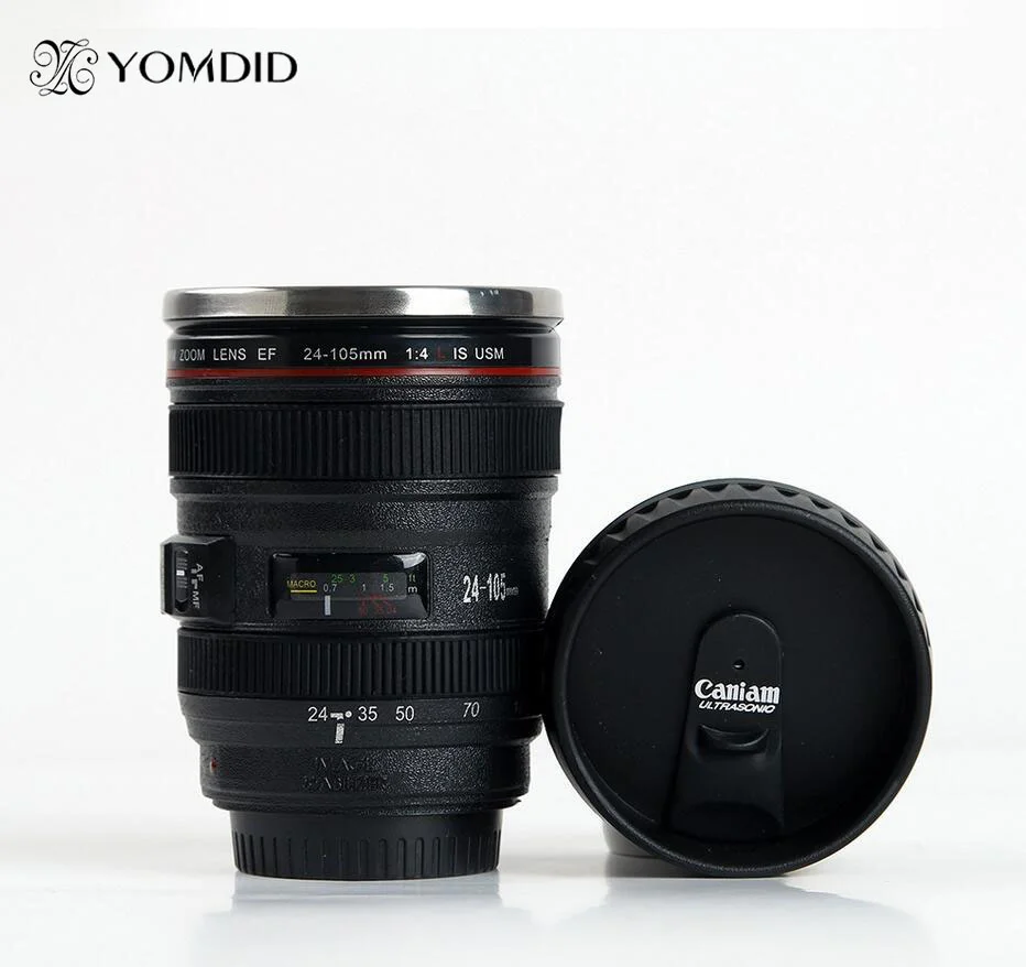 

Stainless Steel Camera EF24-105mm Coffee Lens Mug White Black Coffee Mugs Creative Gift Coffee Cups canecas tazas vaso caf