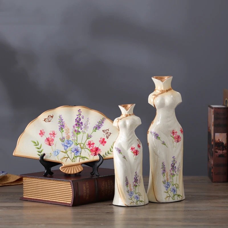 Керамическая напольная ваза в европейском стиле ретро из трех частей украшения