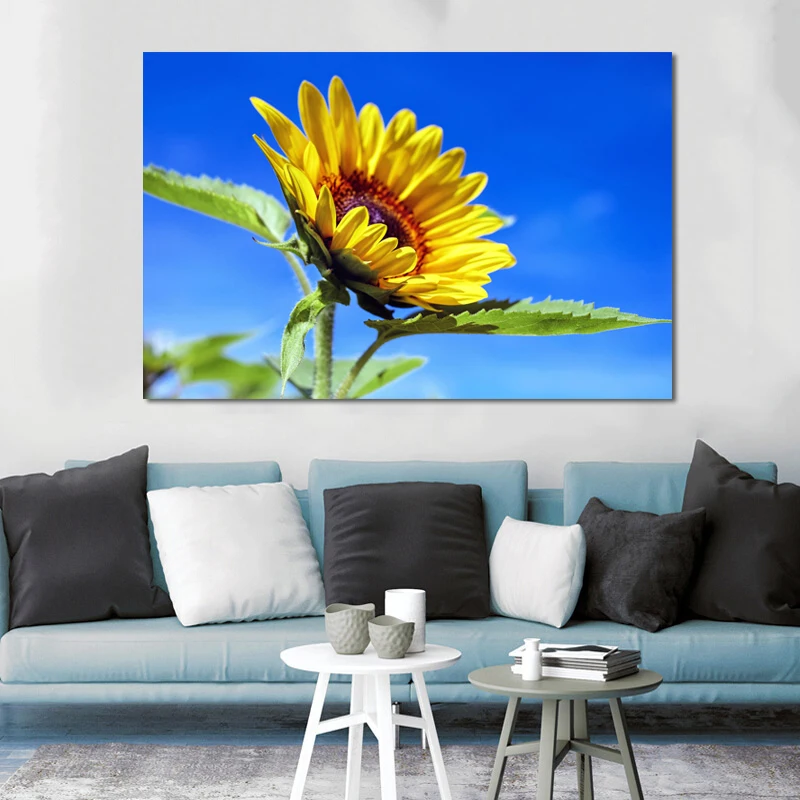 RELIABLI художественные плакаты цветок Подсолнух голубое небо картины принты для
