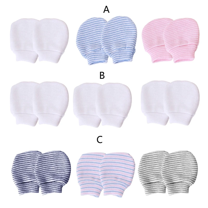 

W3JF 3 Pair/set Simple Cute Baby Knitting Mitten Newborn Anti-eat Hand Anti-Grab Face Protect Glove Baby Mitten