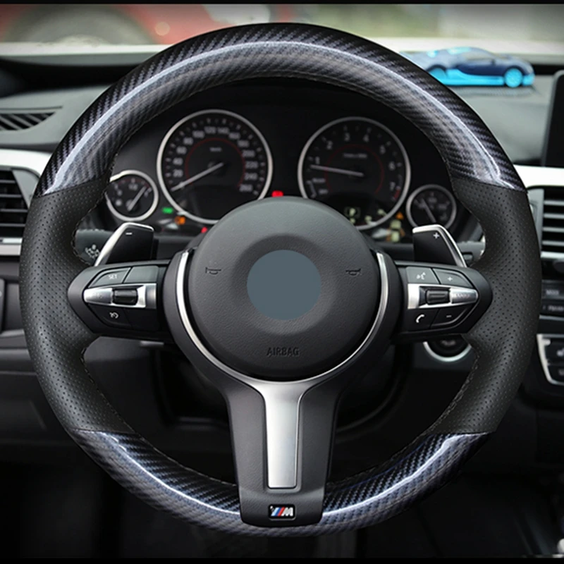 black genuine leather suede car steering wheel cover for bmw m sport f30 f31 f34 x1 f07 x2 f10 f11 f25 f32 f33 f36 x3 f39 f48 free global shipping