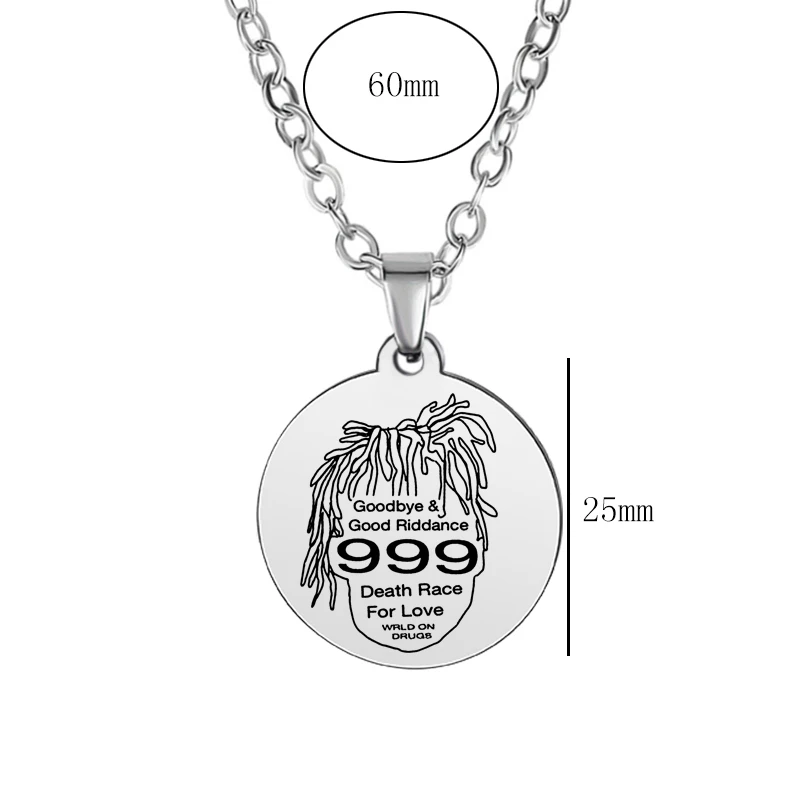 Американский хип-хоп певец сок WRLD ожерелье из нержавеющей стали круглый кулон