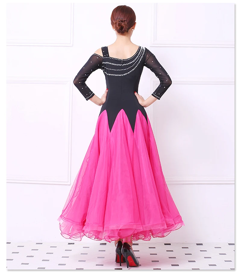 

Ballroom Competition Dance Dress Women Tango Flamenco Dancing Costume High Quality Black Middle Sleeve Waltz Ballroom Dresses