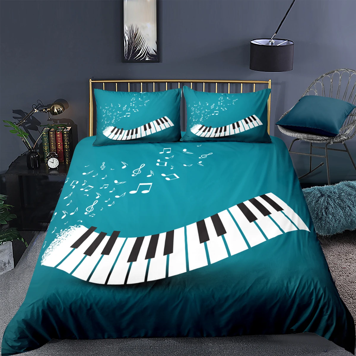 3D Piano Keys Printed Duvet Cover Pillowcase 2/3 Pcs Home Textiles Bedding Set Quilt Single Twin Double Full Queen King | Дом и сад