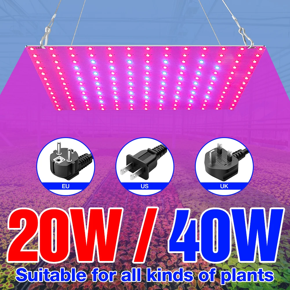 

US EU UK Plug Plant Lamp LED Full Spectrum Light 220V Grow Bulb 20W 40W Greenhouse Hydroponic Fito Lamps Garden Growing Tent Box