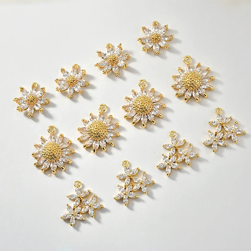 Медный позолоченный кулон в виде маленькой маргаритки 18 карат|Ювелирная