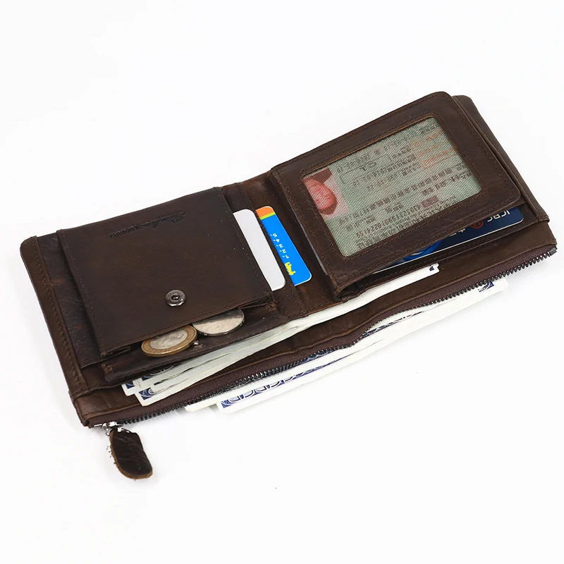Мужской кошелек из 100% натуральной кожи винтажный короткий воловьей мужской с