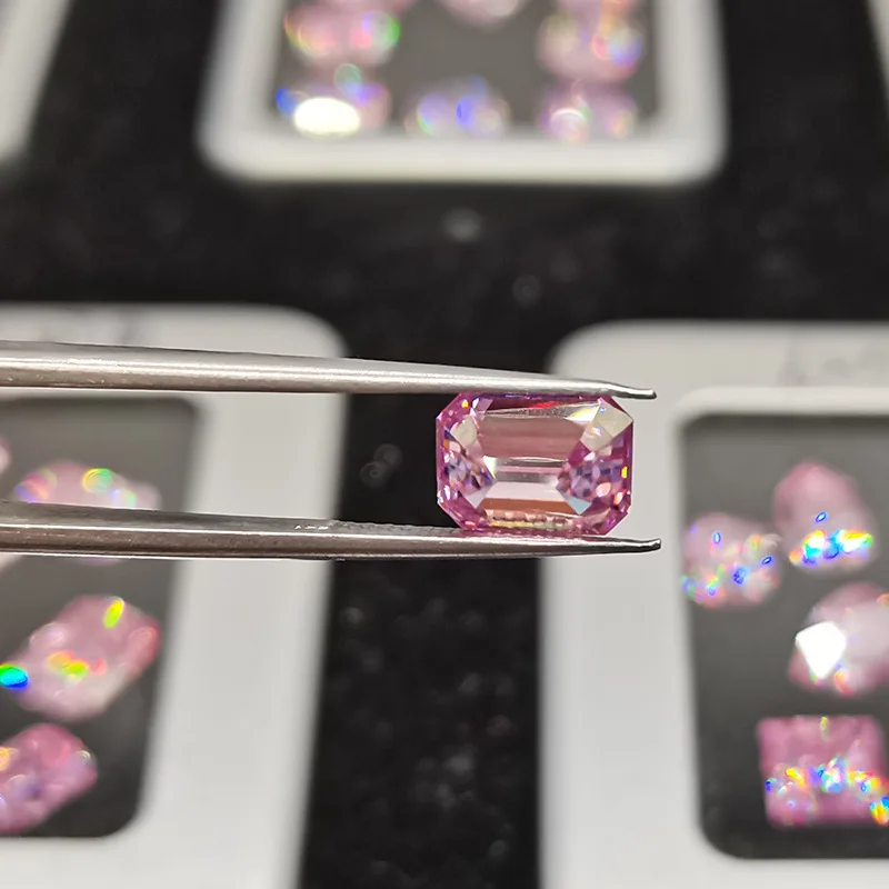 Rare Pink Emerald Cutting Moissanite Loose Stone Very Clear Bead High Quality DIY Jewelry Material 7*9mm for Rings or Pendants