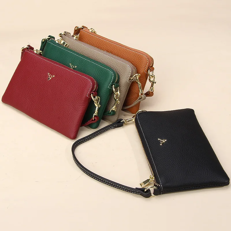 

Girls'Fashion Lychee Pattern Clutches Crossbody Shoulder Handbags Phone Bags Genuine Leather Gifts