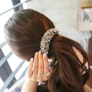 Женский модный головной убор с цветными кристаллами, заколка-банан для хвоста, элегантные аксессуары для волос