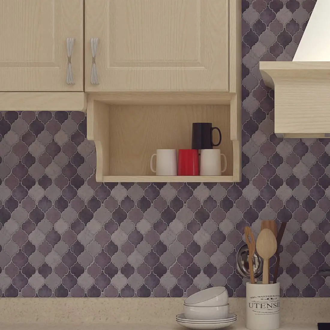 

10 PCS 12x12inch Peel and Stick Tile Arabesque Mosaic Self-Adhesive Waterproof Mildew Proof 3D Vinyl Backsplash Stickers