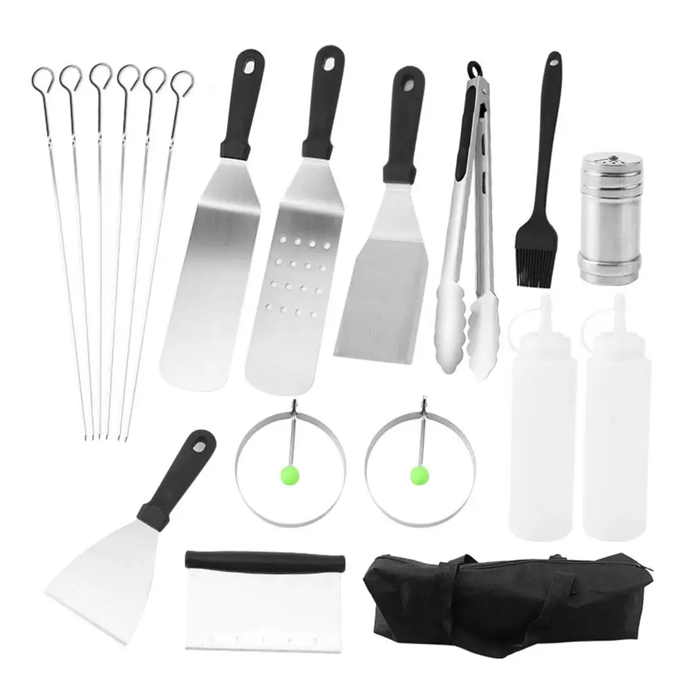 

BBQ Grill Set Stainless Steel Cooking Spatula Barbecue Tool Teppanyaki Steak Frying Spatula Cooking Spatula BBQ Tools Sets