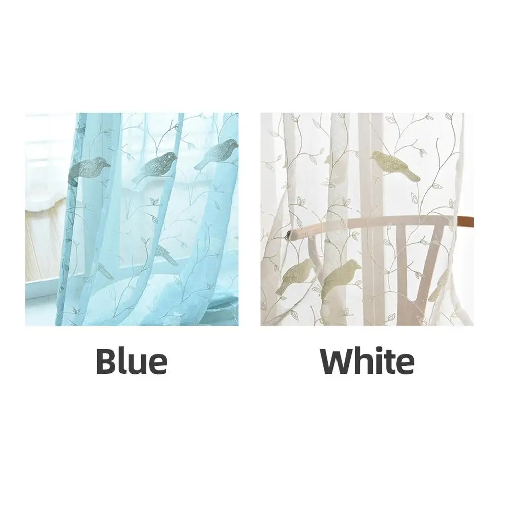 NAPEARL 1 шт. вышивка домашний декор ветви прозрачные шторы Птицы дизайн драпировки