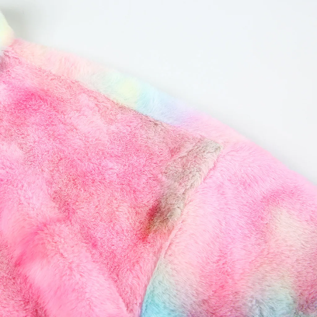 Женская Радужная Толстовка Tie Dye Teddy уличная одежда с длинным рукавом из искусственного меха флисовые Топы плюшевый пуловер больших размеров Sudadera Mujer