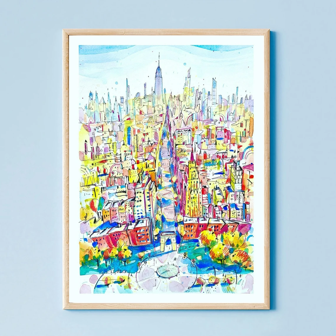 

Washington Square Park , New York City Print , NYC Watercolor Artwork Canvas Poster Minimalist Alternative Art Poster Home Decor