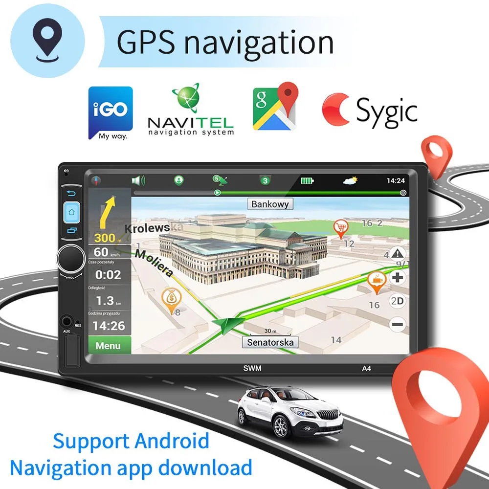Podofo 7 'ɲ DIN Автомобильный Радио Android 8 1 мультимедийный плеер gps радио MP5 стерео