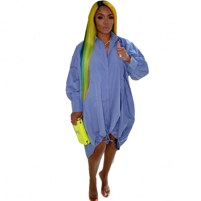 Платье рубашка с отложным воротником и рукавами фонариками до