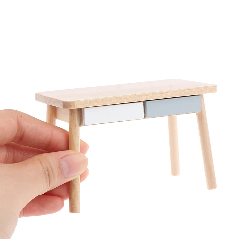 

1/12 Dollhouse Miniature Nordic Desk Computer Desk Side Table Dollhouse Furniture For Dollhouse Decals