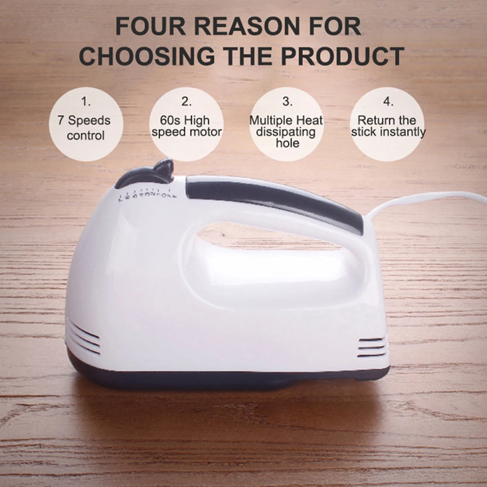 Multifunctional Electric Food Mixer 7-Speed Handheld Egg Beater Whisk Kitchen-Food Processor Home Baking Cooking Tool | Дом и сад