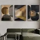 Абстрактный Золотой геометрический узор Ретро плакаты и принты Скандинавский современный настенный художественный холст живопись Домашний Декор Гостиная