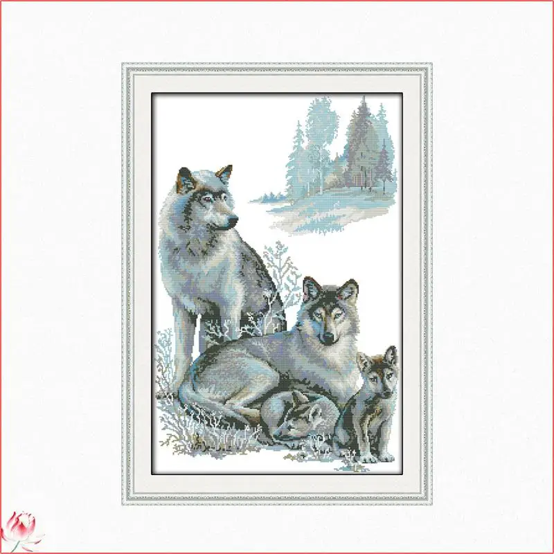 

A Wolf Pattern Cross Stitch Kit 14ct 11ct Canvas Printed DMC Needlework DIY Animal Sewing Set present Crafts Home Decoration