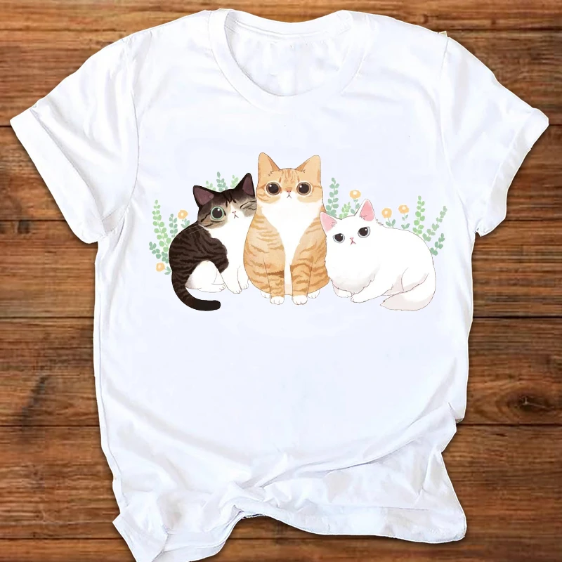 

Women Graphic Cat Pet Printing Cute 90s Short Sleeve Ladies Printing Print Clothes Lady Tees Tops Female T Shirt Womens T-Shirt