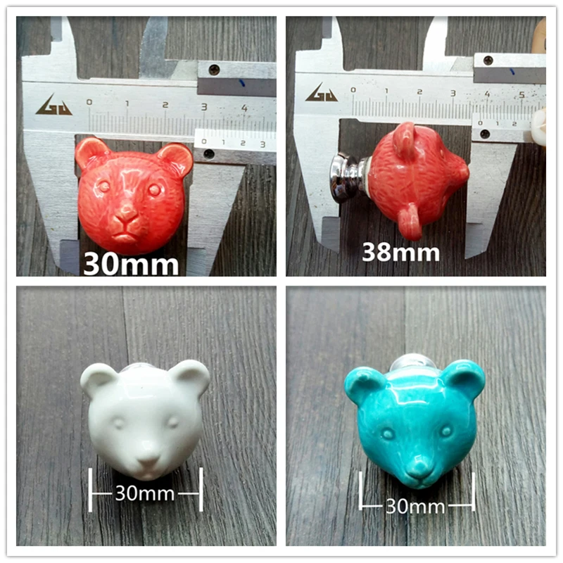 Одинарные керамические ручки с медведем для ящиков 3D шкафа мультяшным рисунком