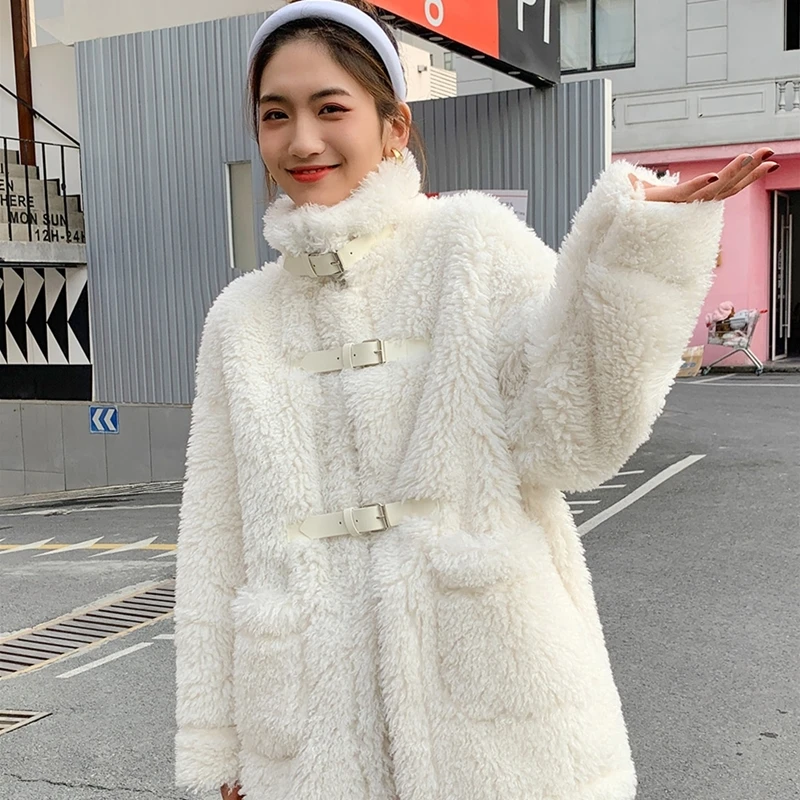 

Wool Lamb New Coat 2021 Female Winter Korean Loose Sheep Hair Velvet Fur Coat Jacket High Quality Streetwear Women Coat