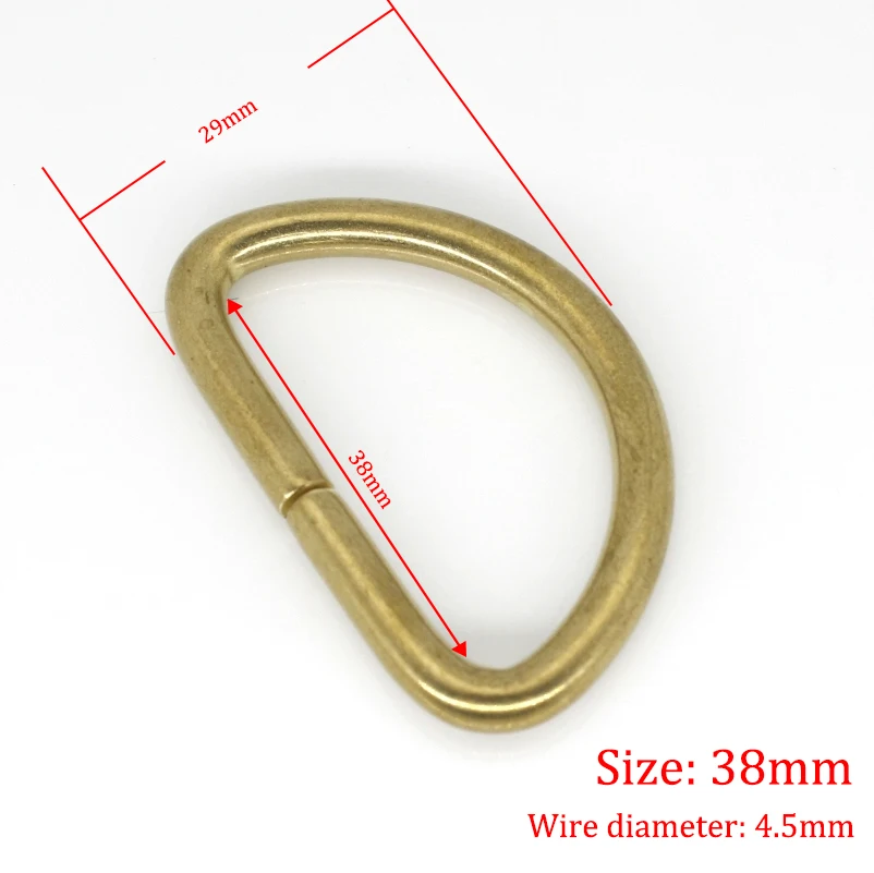 Inner width 38mm 2 шт Твердые Латунные D кольца для пряжки для сумки ремень кошелек лямки ошейник собаки 10-38 мм внутренняя ширина кожа ручной работы аксессуары - Цвет: Inner width 38mm