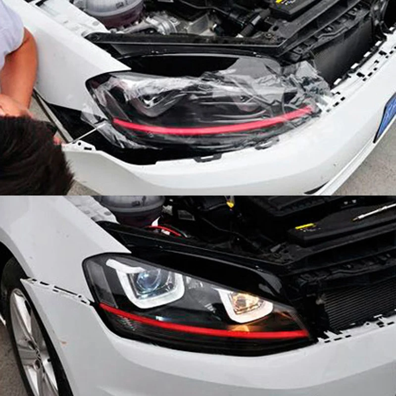 Двойной U стиль для volkswagen GOLF 7 MK7 фары, светодиодные фары DRL дневные ходовые огни Биксеноновые линзы HID сигнал