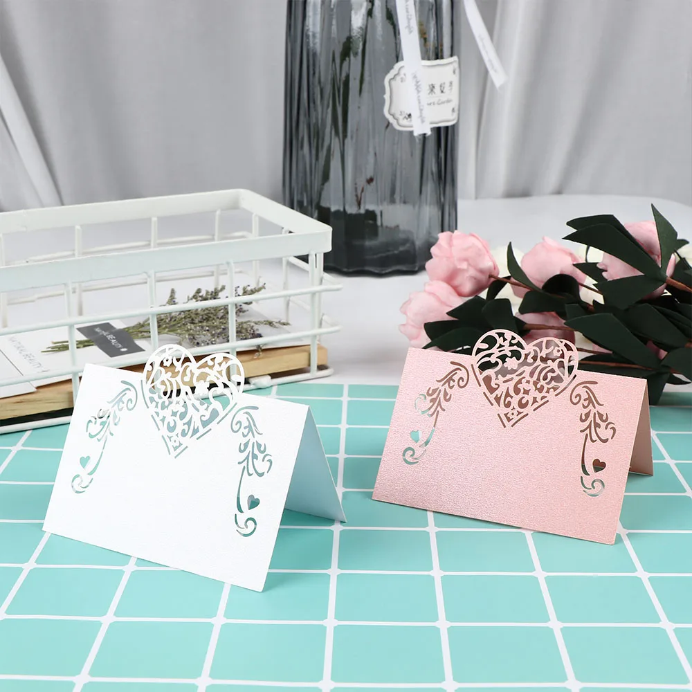 

50Pcs Laser Cut Heart Shape Place Cards Wedding Name Cards For Wedding Party Table Decoration Wedding Decor